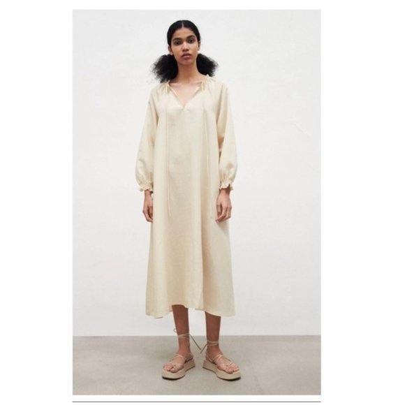 Zara | Dresses | Zara Lyocell Midi Tunic Dress Ivory | Poshmark